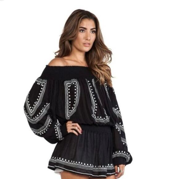 TULAROSA Jaqueline Embroidered Off The Shoulder Peplum Top Whimsigoth size XS - Picture 1 of 12